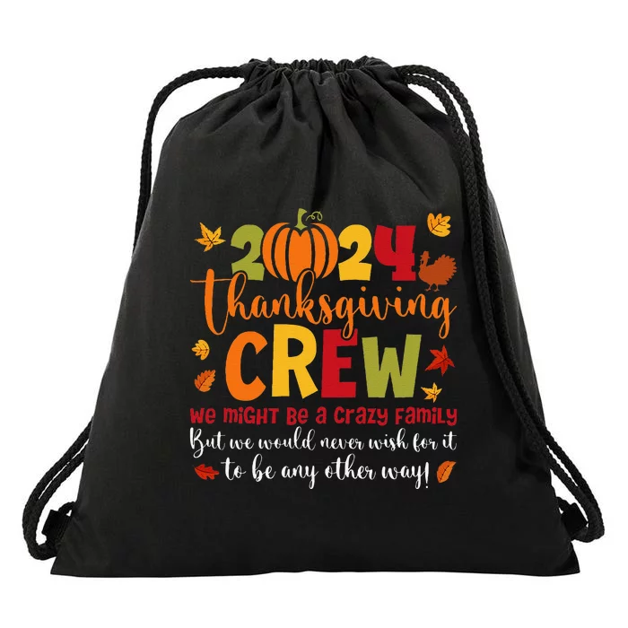 Retro Matching Family 2024 Thanksgiving Crew Pumpkin Autumn Drawstring Bag