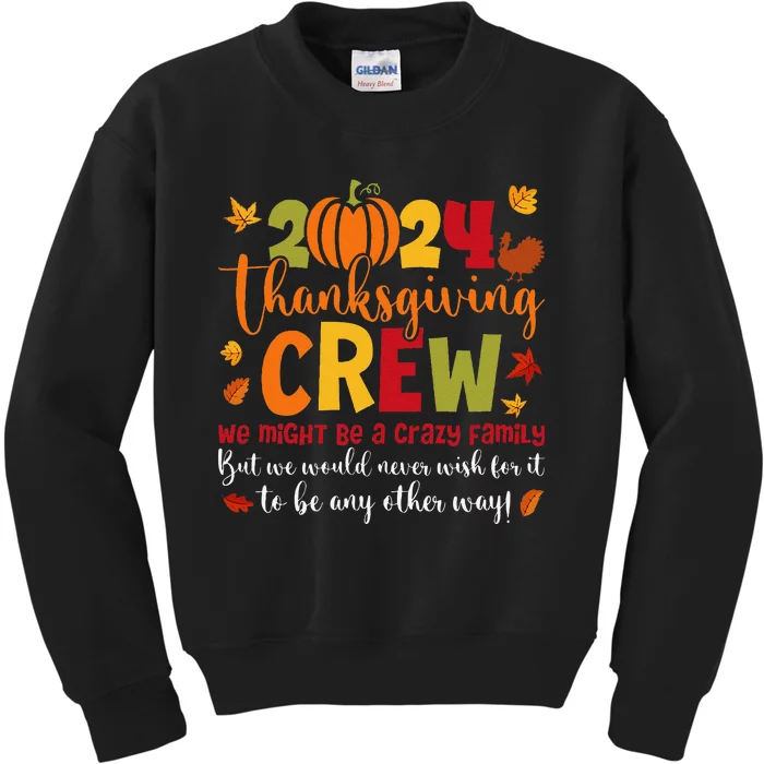 Retro Matching Family 2024 Thanksgiving Crew Pumpkin Autumn Kids Sweatshirt