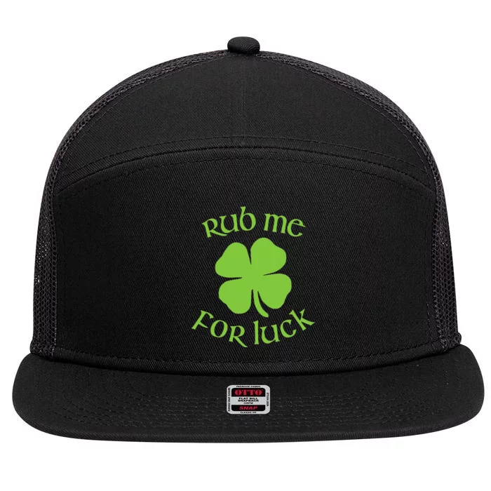 RUB ME FOR LUCK Funny St. Patrick's Day 7 Panel Mesh Trucker Snapback Hat