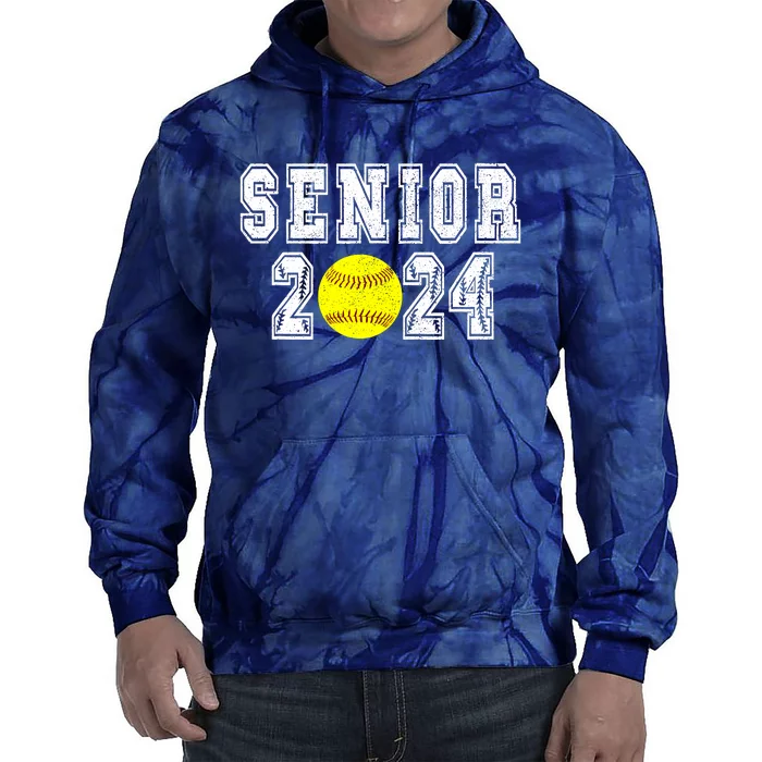 Retro Matching Family Softball Class Of 2024 Dad Tie Dye Hoodie