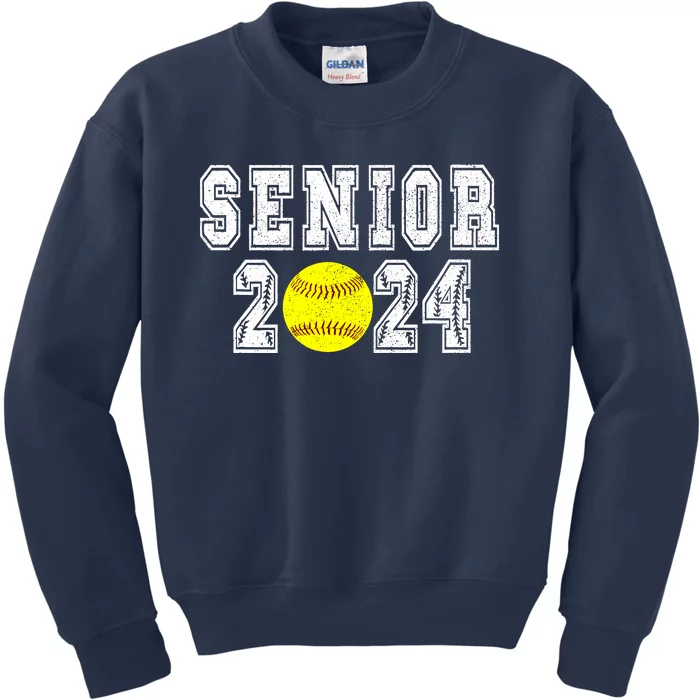 Retro Matching Family Softball Class Of 2024 Dad Kids Sweatshirt