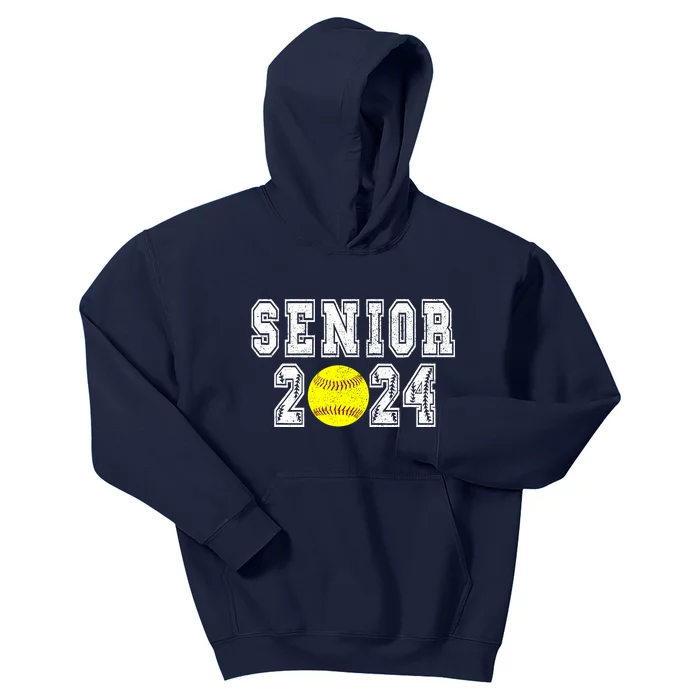 Retro Matching Family Softball Class Of 2024 Dad Kids Hoodie