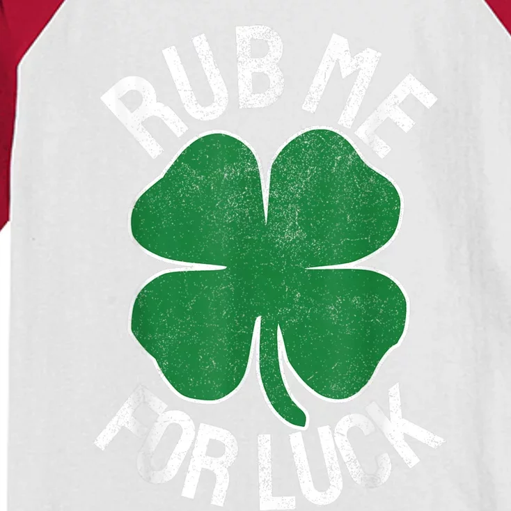 Rub Me For Luck St Patrick's Day Funny Adult Humor Kids Colorblock Raglan Jersey