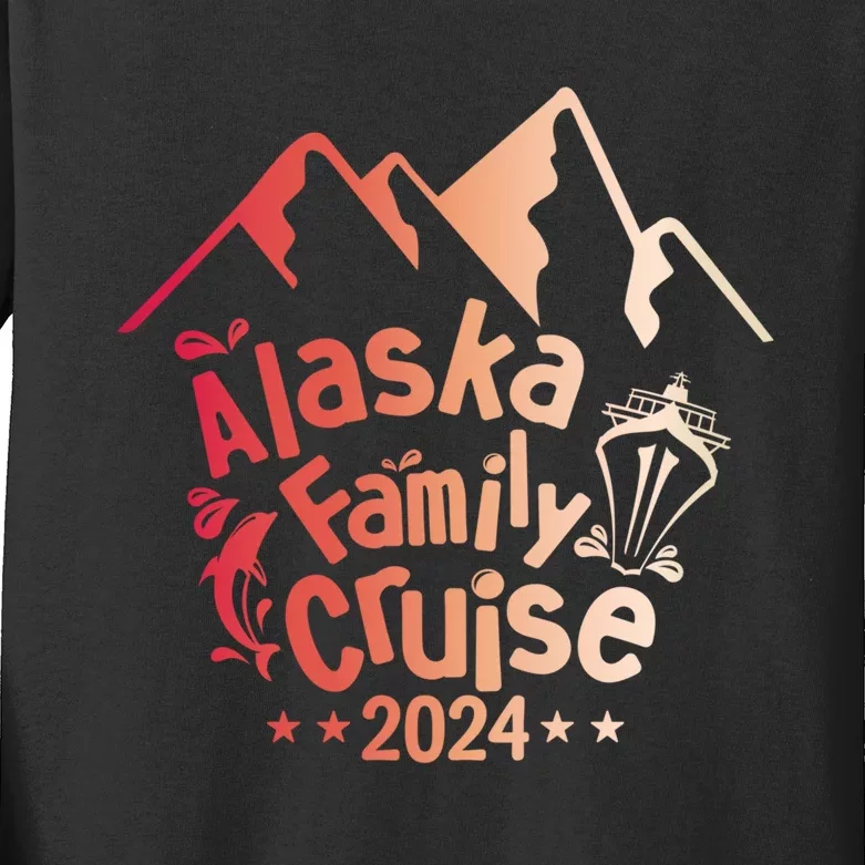 Retro Matching Family Friends Group Alaska Whale Cruise Kids Long Sleeve Shirt