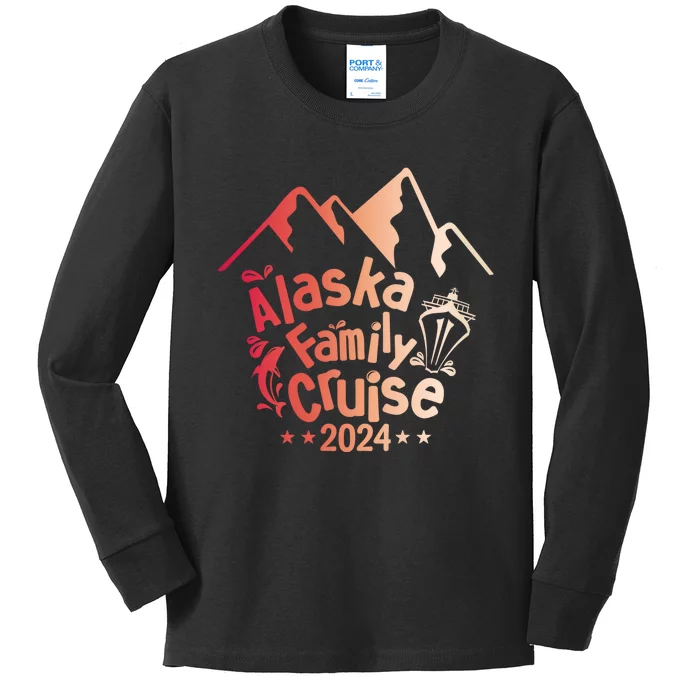 Retro Matching Family Friends Group Alaska Whale Cruise Kids Long Sleeve Shirt