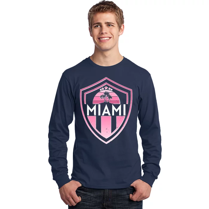 Retro Miami Florida Shield Badge Logo Long Sleeve Shirt