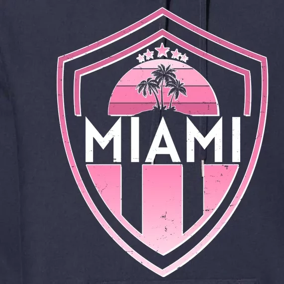 Retro Miami Florida Shield Badge Logo Premium Hoodie