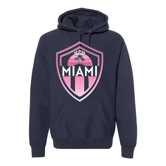 Retro Miami Florida Shield Badge Logo Premium Hoodie