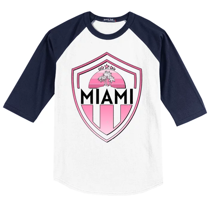 Retro Miami Florida Shield Badge Logo Baseball Sleeve Shirt