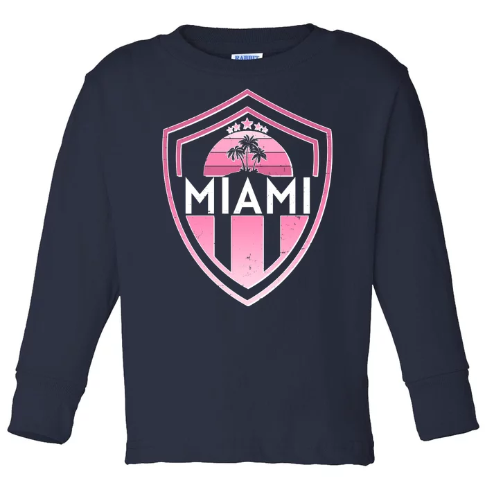 Retro Miami Florida Shield Badge Logo Toddler Long Sleeve Shirt