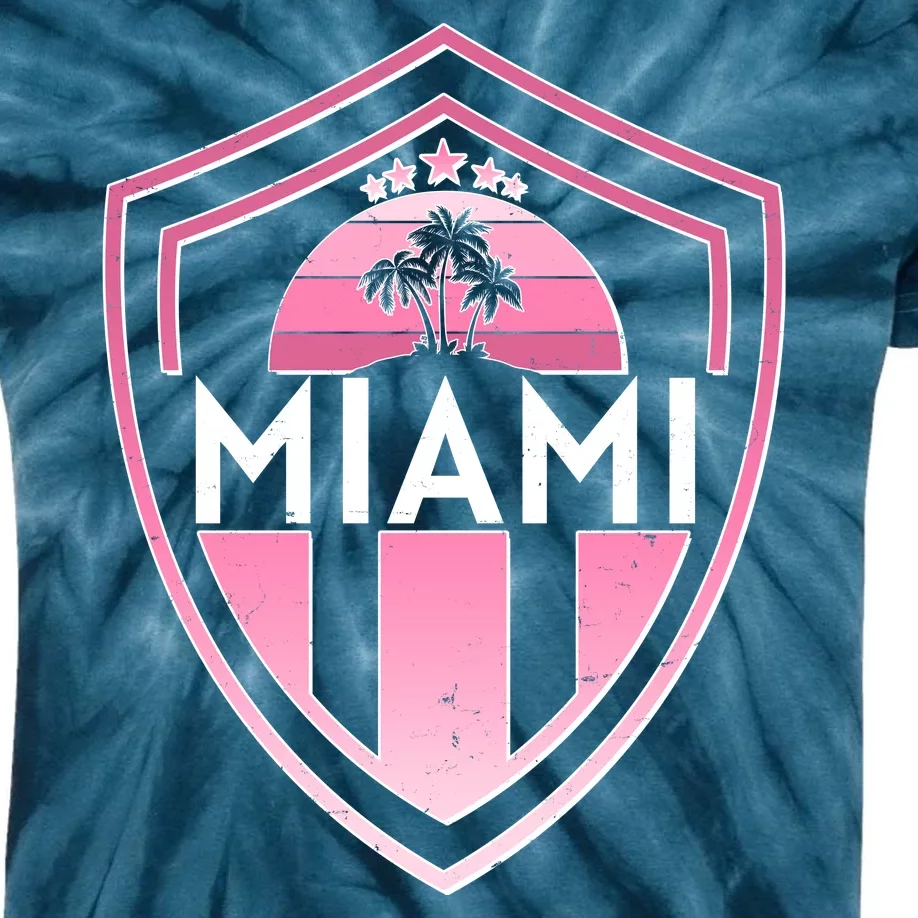 Retro Miami Florida Shield Badge Logo Kids Tie-Dye T-Shirt