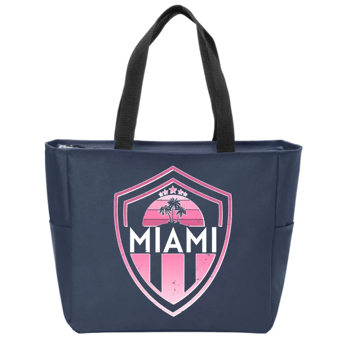 Retro Miami Florida Shield Badge Logo Zip Tote Bag