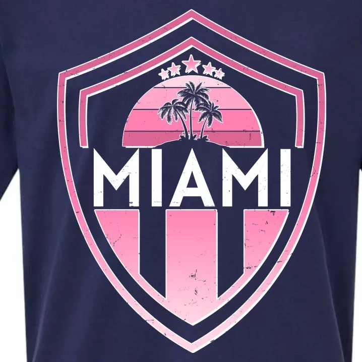 Retro Miami Florida Shield Badge Logo Sueded Cloud Jersey T-Shirt