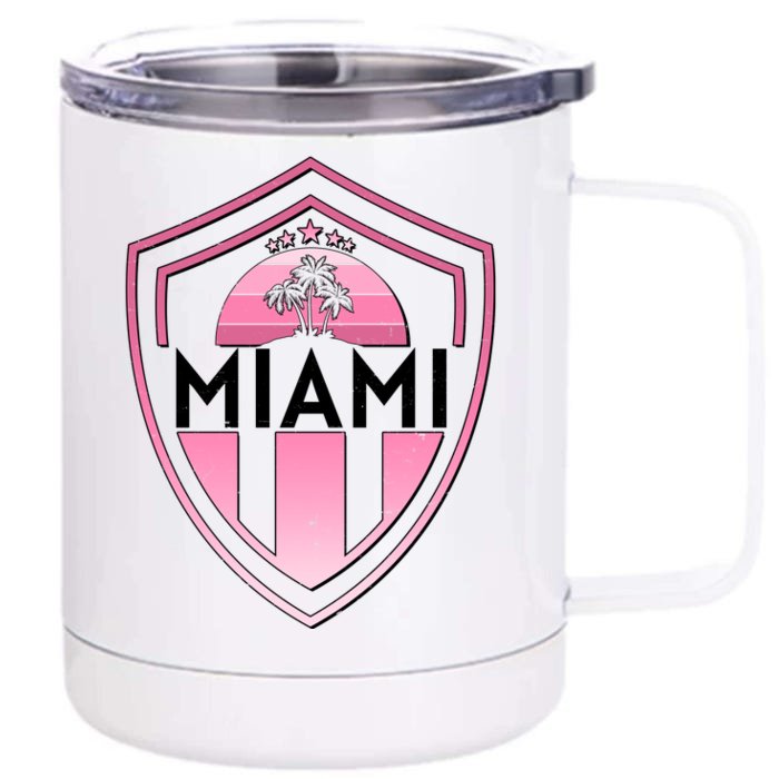 Retro Miami Florida Shield Badge Logo Front & Back 12oz Stainless Steel Tumbler Cup