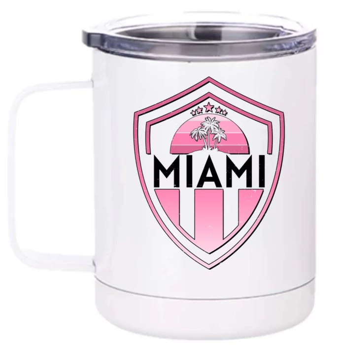 Retro Miami Florida Shield Badge Logo Front & Back 12oz Stainless Steel Tumbler Cup