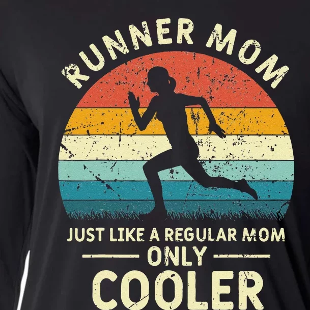 Runner Mom Funny Marathon Running Jogging Mothers Day Cooling Performance Long Sleeve Crew