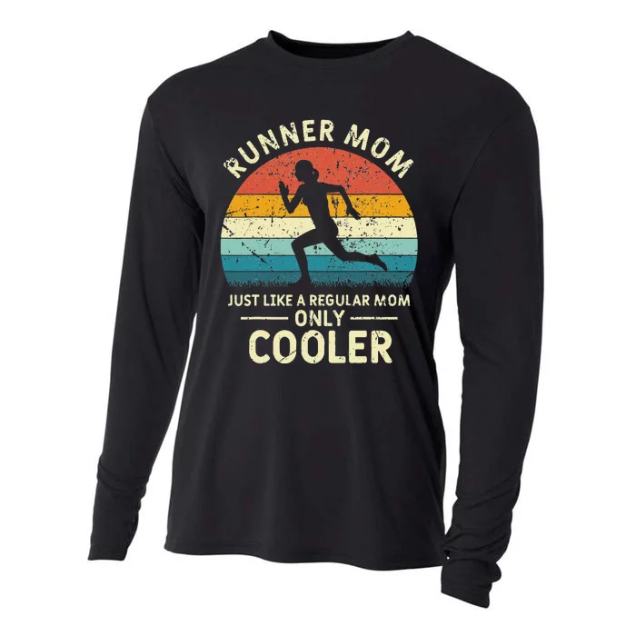 Runner Mom Funny Marathon Running Jogging Mothers Day Cooling Performance Long Sleeve Crew