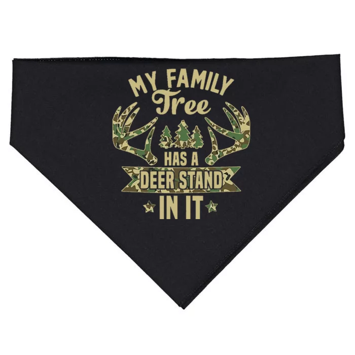 retro My Family Tree Has A Deer Stand In It  Camo Hunting USA-Made Doggie Bandana