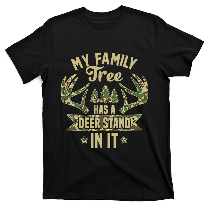 retro My Family Tree Has A Deer Stand In It  Camo Hunting T-Shirt