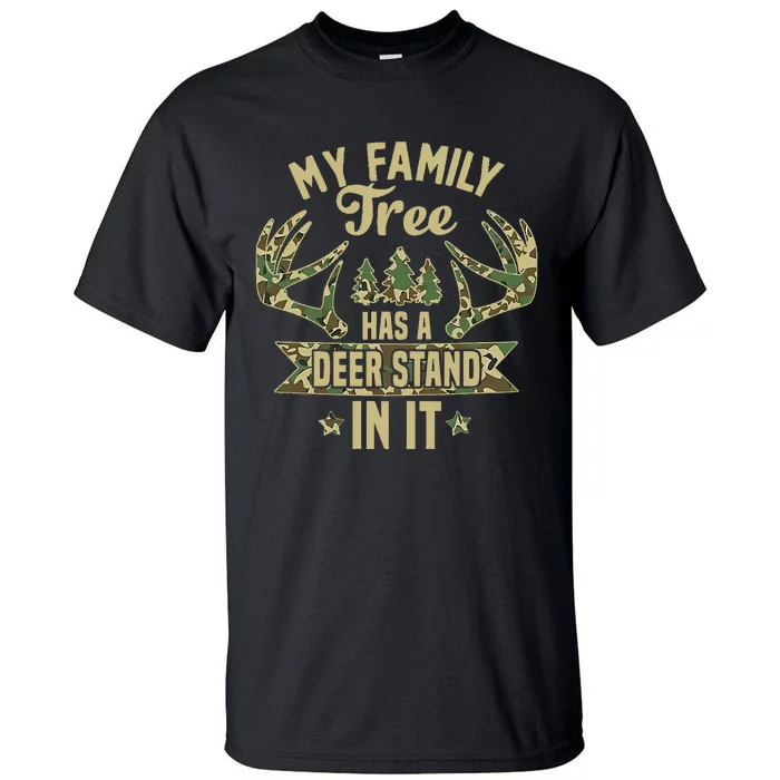 retro My Family Tree Has A Deer Stand In It  Camo Hunting Tall T-Shirt