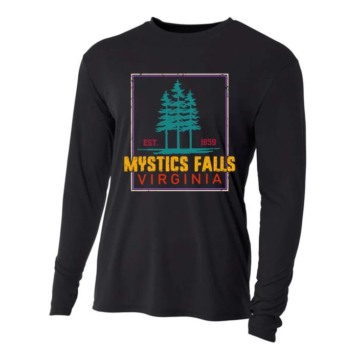 Retro Mystic Falls Virginia Vintage Man Woman Cooling Performance Long Sleeve Crew