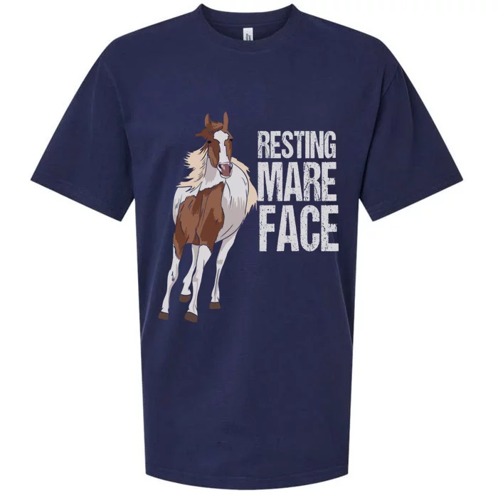 Resting Mare Face Funny Equestrian Riding Horseback Riding Great Gift Sueded Cloud Jersey T-Shirt