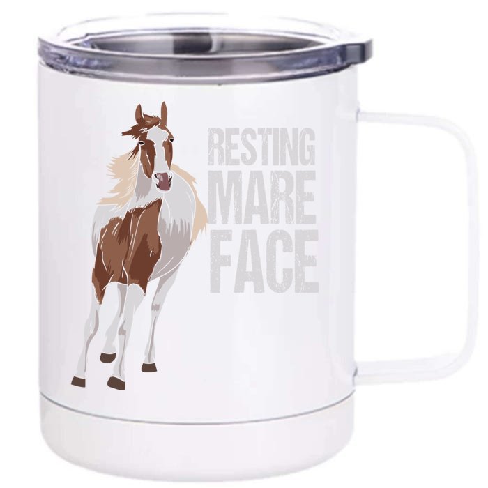 Resting Mare Face Funny Equestrian Riding Horseback Riding Great Gift Front & Back 12oz Stainless Steel Tumbler Cup