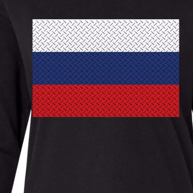 Russian Metal Flag Womens Cotton Relaxed Long Sleeve T-Shirt