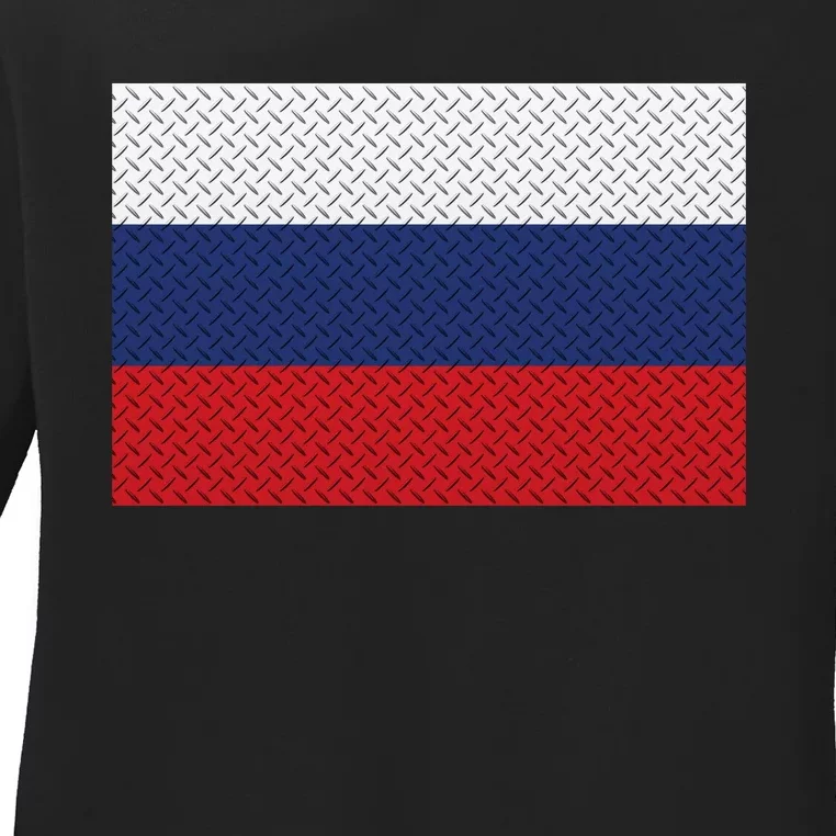 Russian Metal Flag Ladies Long Sleeve Shirt