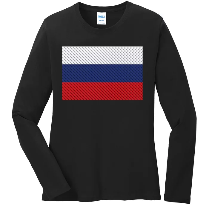 Russian Metal Flag Ladies Long Sleeve Shirt