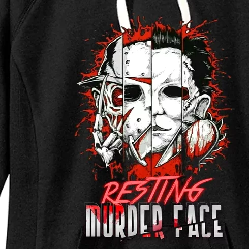 Resting Murder Face Scary Horror Character Halloween Costume Women's Fleece Hoodie