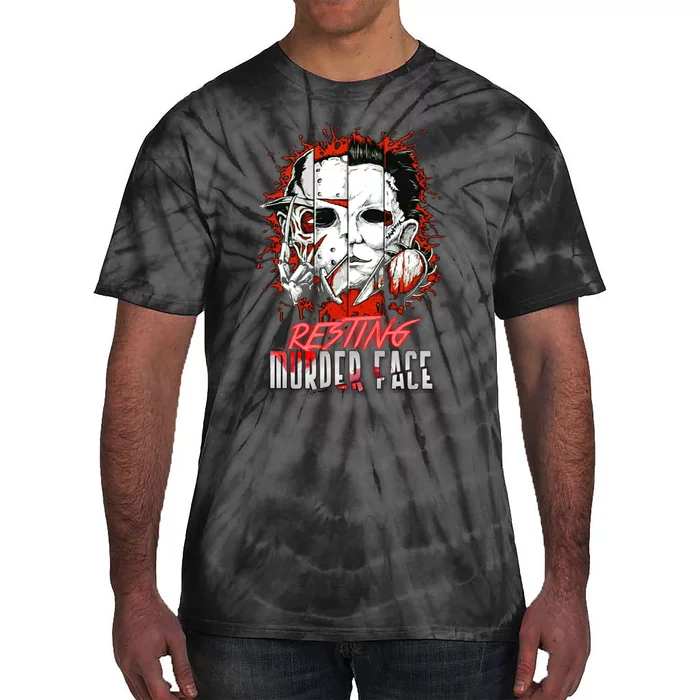 Resting Murder Face Scary Horror Character Halloween Costume Tie-Dye T-Shirt