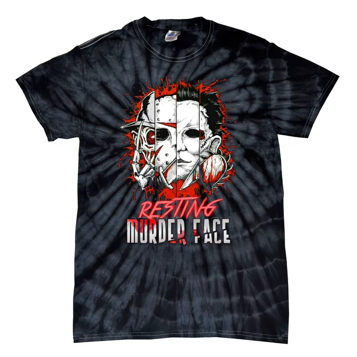 Resting Murder Face Scary Horror Character Halloween Costume Tie-Dye T-Shirt