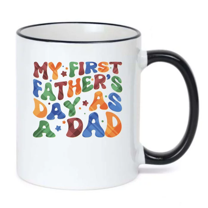 Retro My First Fathers Day As A Dad Black Color Changing Mug