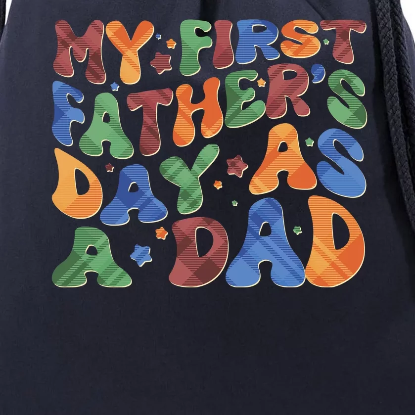 Retro My First Fathers Day As A Dad Drawstring Bag