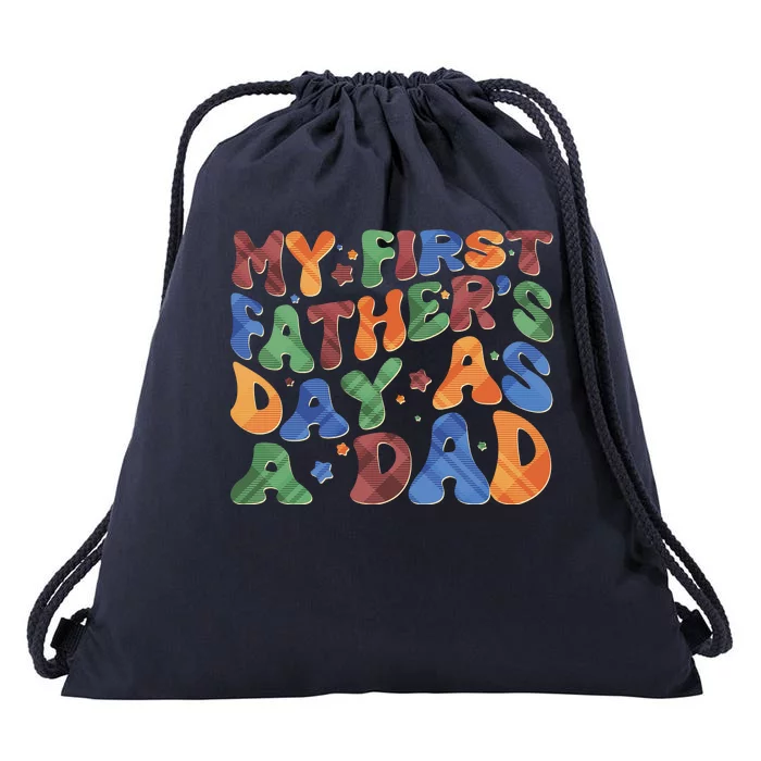 Retro My First Fathers Day As A Dad Drawstring Bag