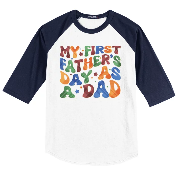 Retro My First Fathers Day As A Dad Baseball Sleeve Shirt