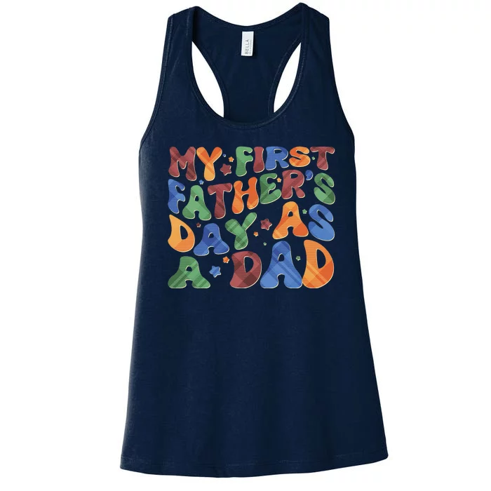 Retro My First Fathers Day As A Dad Women's Racerback Tank