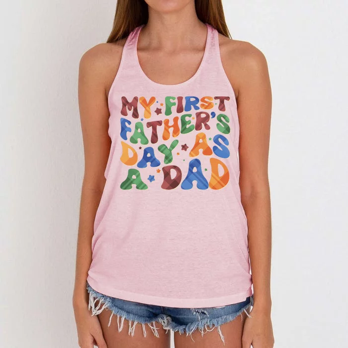 Retro My First Fathers Day As A Dad Women's Knotted Racerback Tank