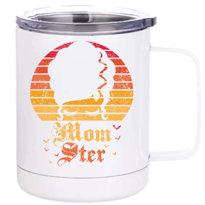 Retro Momster Funny Halloween Gift For Mom Mothers Mama Cool Gift Front & Back 12oz Stainless Steel Tumbler Cup