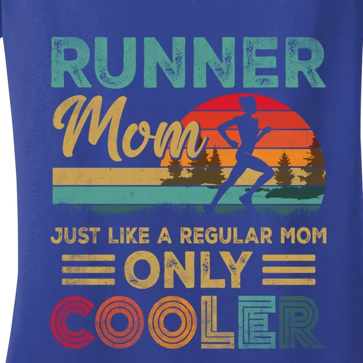 Runner Mom Funny Marathon Running Jogging Mother's Day Funny Gift Women's V-Neck T-Shirt