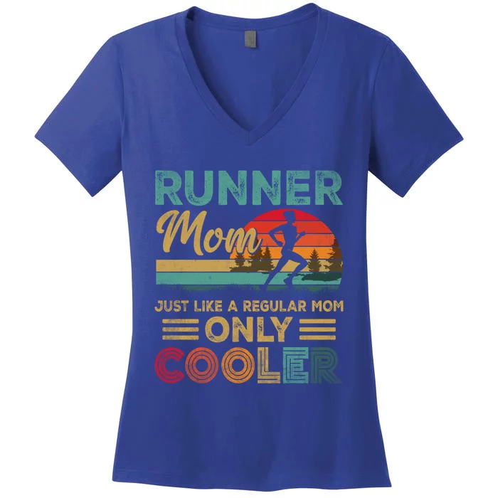 Runner Mom Funny Marathon Running Jogging Mother's Day Funny Gift Women's V-Neck T-Shirt