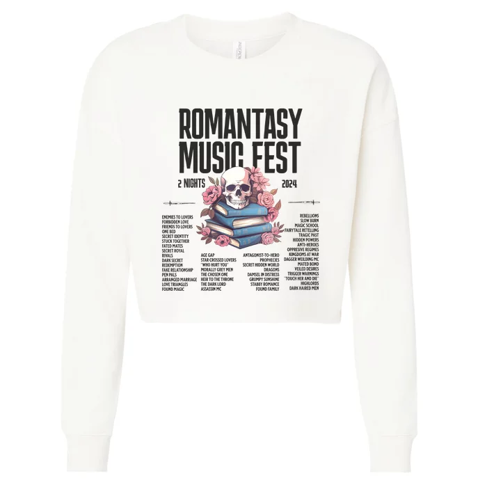 Romantasy Music Fest Book Tropes Smut Gift Dark Romance Reader Cropped Pullover Crew