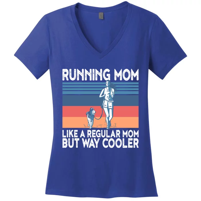 Runner Mom Funny Marathon Running Jogging Gift Women's V-Neck T-Shirt