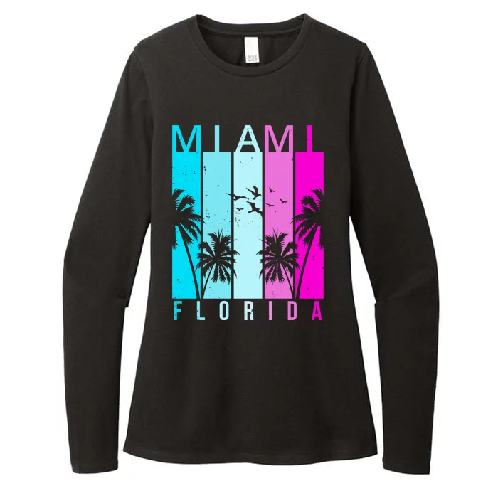 Retro Miami Florida Summer Neon Colors Womens CVC Long Sleeve Shirt