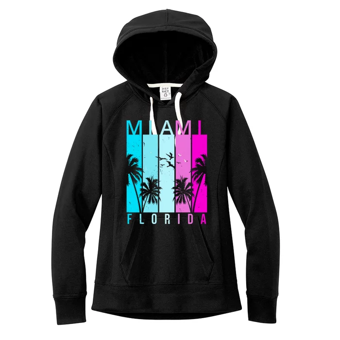 Retro Miami Florida Summer Neon Colors Women's Fleece Hoodie