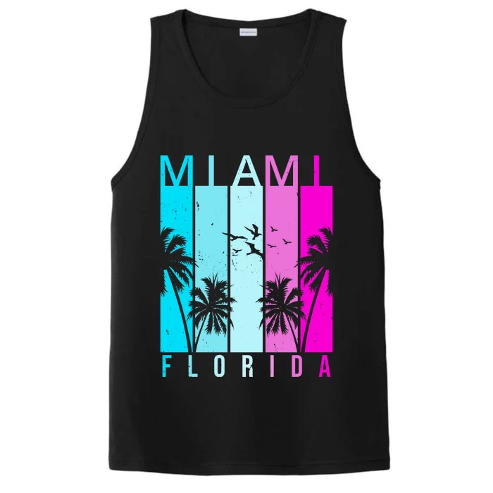 Retro Miami Florida Summer Neon Colors Performance Tank