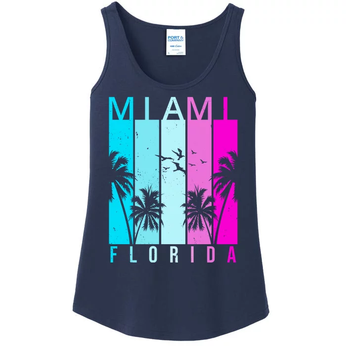 Retro Miami Florida Summer Neon Colors Ladies Essential Tank