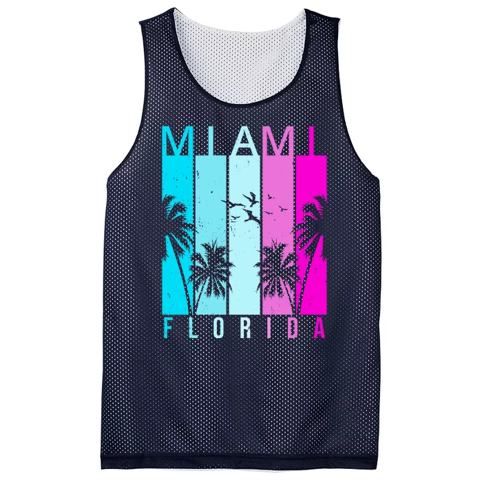 Retro Miami Florida Summer Neon Colors Mesh Reversible Basketball Jersey Tank