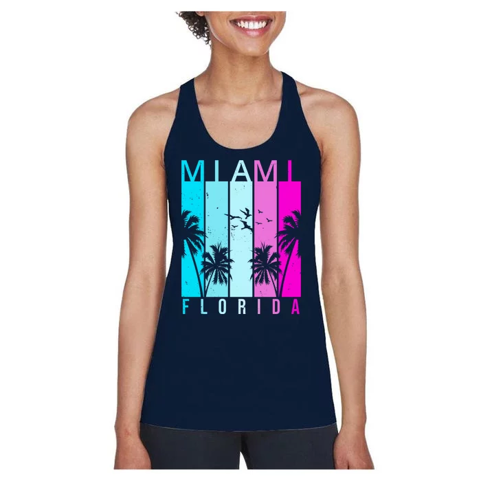 Retro Miami Florida Summer Neon Colors Women's Racerback Tank